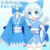 东方project笨蛋9琪露诺和服cosplay服装，日本蓝白和服浴衣