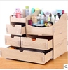 diy木质化妆品收纳盒，韩国版创意，双抽屉桌面置物架10a