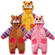 日本童装Nissen秋冬男女宝宝动物造型长袖连体衣爬服