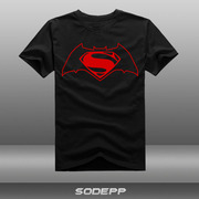 SODEPP蝙蝠侠大战超人BVS标志C款T恤衫全棉短袖夏装圆领
