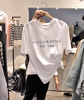 韩国2022白色T恤女短袖夏装印花烫金字母韩版宽松纯棉上衣潮