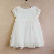 童装外贸单儿童白色夹层短袖连衣裙儿童蓬蓬裙儿童裙子花童裙