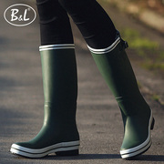 B&L高筒雨鞋女韩国时尚雨靴成人女士橡胶长筒胶鞋防水防滑水鞋