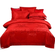 床上四件套婚庆4结婚冬天婚庆大红色，床上用品1.8m床单被套新婚套