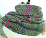 女士冬针织毛线季仿羊绒披肩，两用超长格子围巾，春秋冬天韩版潮韩国