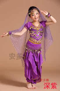 少儿短袖印度舞服装 肚皮舞演出服套装儿童舞蹈服旋转裤