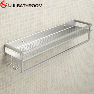 太空铝浴室置物架卫生间壁挂免打孔厨房卫浴洗手间毛巾架收纳架子