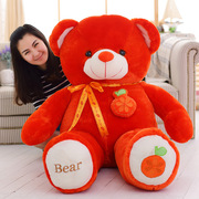 领结熊红色(熊红色)毛绒玩具，泰迪熊猫娃娃，生日紫色抱抱熊水果公仔