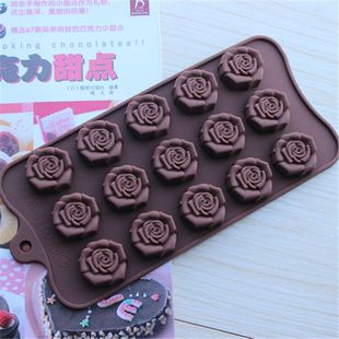DIY巧克力模具 食品级硅胶玫瑰花巧克力模 手工皂模 果冻布丁模