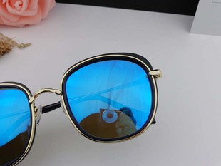 女太阳眼镜个性反光墨镜，欧美潮流偏光，眼镜方框太阳镜黑框蓝膜