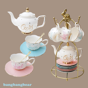 描金陶瓷咖啡杯碟套装花茶杯下午茶茶具欧式杯碟