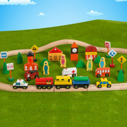 儿童百变情景城市积木木制磁性，益智交通场景汽车积木宝宝玩具