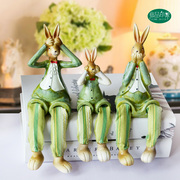 树脂工艺品创意吊脚娃娃可爱兔子，结婚家居装饰品，田园摆饰小摆件