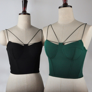 LOVE ROSE原创设计 立体罩杯胸垫裹胸抹胸上衣 短款性感吊带背心