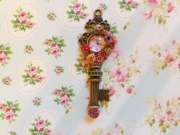 vintage复古吊坠巴洛克洛可可立体花朵项链钥匙吊坠欧式手帐道具