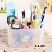 纳川加厚透明磨砂塑料有盖化妆品收纳盒自由组合桌面杂物整理盒