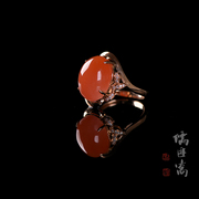 儒匪窝 南红玛瑙镶钻18K金戒指    （20564185367）