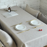 北欧素麻桌布纯色，简约餐桌长方形茶几客厅，多用盖巾圆桌加厚