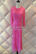 lulu高级女装定制亮粉色名媛，气质连衣裙奢华蕾丝面料私人订制