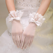 2023秋冬季蕾丝花边，新娘白色红色婚纱礼服结婚短款手套女韩式