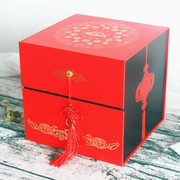 中式复古礼盒中国风大号喜糖喜饼盒复古婚庆红色伴手礼高档盒