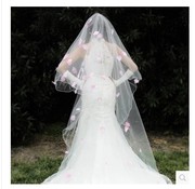 头纱头饰头纱超长花瓣婚纱礼服结婚新娘拖尾韩式3米粉色