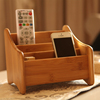 楠竹遥控器收纳盒创意木质办公桌面整理储物箱客厅茶几收纳架