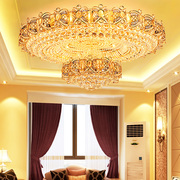 水晶灯大气客厅灯欧式圆形吸顶灯，现代轻奢酒店，大厅餐厅led灯具新