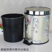 银色花欧式家用垃圾桶时尚创意，厨房卫生间垃圾桶，客厅脚踏有盖筒