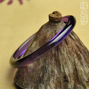 天然紫水晶手镯 水润通透浓郁深紫色光圈手镯生日礼物女