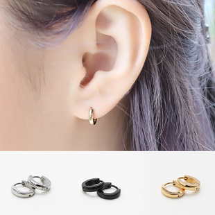 日韩国钛钢极简玫瑰金耳环个性女士男士耳扣百搭耳钉防过敏光面