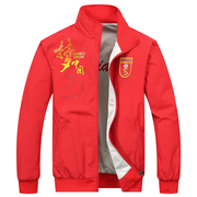 中国梦青年夹克衫双面穿运动男喜庆外套修身两面，穿中国红色上衣服