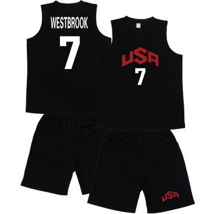 USA美国梦十梦之队球衣 7号威斯布鲁克篮球服套装 加肥加大码