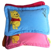 韩版棉绉布荞麦壳、珍珠棉刺绣小熊防偏头0-8岁儿童卡通枕头