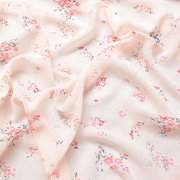时尚布艺 高粘雪纺布 春夏季印花布面料 粉色小碎花 柔软透气服装