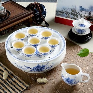 茶具套装景德镇现代整套陶瓷，功夫茶具家用茶杯，茶壶青花瓷茶盘套装