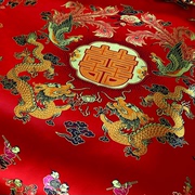 中式婚庆床品杭州丝绸被面子，织锦缎结婚红百子龙凤柔缎一等品