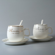 300毫升欧式咖啡杯套装骨瓷咖啡杯，3件套创意陶瓷咖啡杯碟定logo