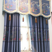古典传统中式风喜上眉梢喜鹊鸟花绸缎高档窗帘窗纱卧室客厅别墅