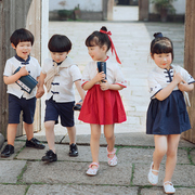 幼儿园园服夏装中国风汉服小学生班服短袖套装儿童校服毕业典礼服