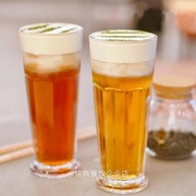 比利时果汁杯 加厚玻璃杯牛奶奶茶盖杯商用啤酒饮料杯子500ml