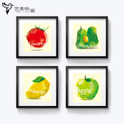 绘画水果餐厅装饰画厨房壁画水果店挂画蔬菜墙面画简约有框画