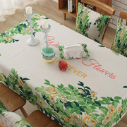 田园餐桌布布艺长方形餐桌布茶几布盖布(布盖布)花朵，图案餐桌椅背靠抱枕套