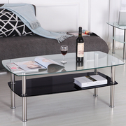 客厅钢化玻璃茶几简约现代小户型家用长方形不锈钢小尺寸茶桌简易