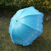 防晒雨伞少女蕾丝公主超轻折叠晴雨两用蘑菇伞形，学生软妹遮太阳伞