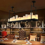 美式乡村客厅餐厅铁艺LOFT复古吊灯创意个性工业蜡烛台长方形吊灯