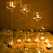 欧式亚力克高脚玻璃烛台 吹制玻璃烛台 浪漫烛光水晶蜡烛烛台摆件
