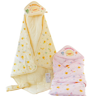黄色小鸭新生的儿宝宝抱被婴儿包裹巾秋冬盖毯包被保暖襁褓巾