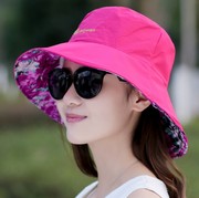 2019韩版潮春夏季女士太阳帽户外防晒带钢圈遮阳可折叠布帽子(布帽子)