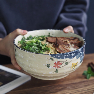 日式陶瓷碗大号面碗汤碗大碗沙拉，碗泡面碗拉面，碗家用单个面条碗